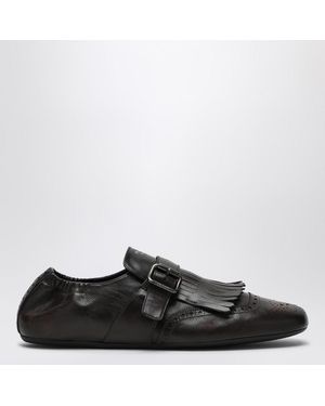 Prada Braune Shuffle-Schuhe Mit Lederbuckle - Schwarz