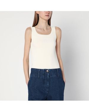 Max Mara Top avorio in viscosa crêpe - Bianco