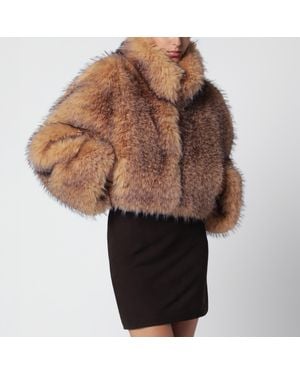 ROTATE BIRGER CHRISTENSEN Short Faux Fur Jacket - Brown