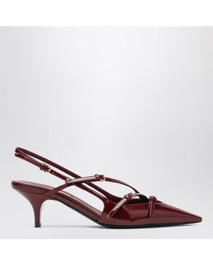 Miu Miu Slingback Pourpre Profond En Cuir Verni Avec Boucles - Rouge