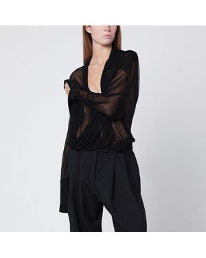 Francesco Murano Semi-Transparent Blouse - Black