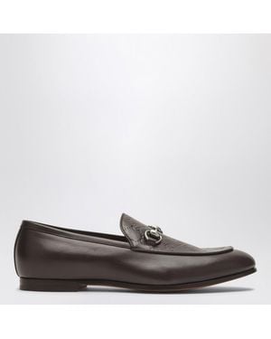 Gucci Mocassino in pelle gg marrone con morsetto - Nero