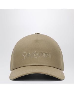 Saint Laurent Baseball Cap With Embroidered Logo - Natural