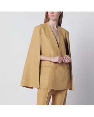 Alberta Ferretti Ochre Double-Breasted Silk Jacket - Natural