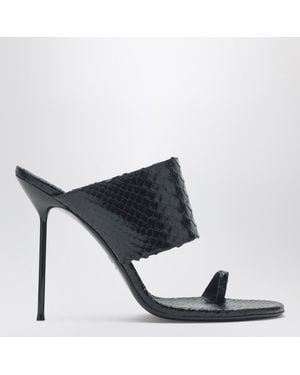 Paris Texas Lidia Python-Effect Leather Thong Mule - White