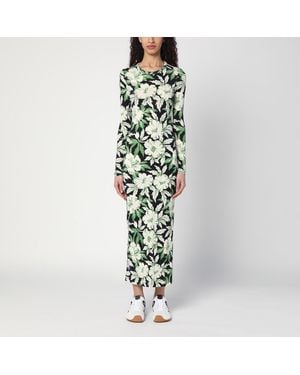 Loewe Morning Glory Print Cotton And Silk Dress in Metallic