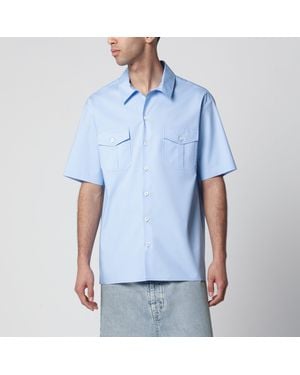 MM6 by Maison Margiela Short-Sleeve Poplin Shirt With Reinforcements - Blue