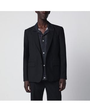 Sacai Singlebreasted Jacket With Denim Insert - Black