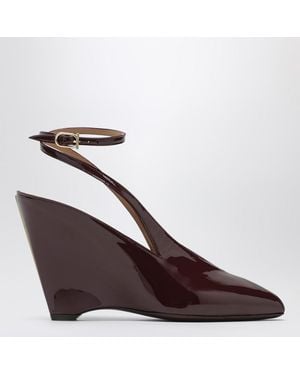 Ferragamo Sandales Compensées Peep Toe Bordeaux - Marron