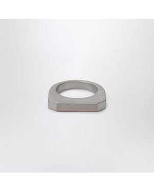 Rick Owens Palladium-Finished Brass Hollywood Ring - White
