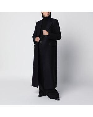 Harris Wharf London Long Double-Breasted Wool Coat - Black