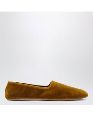 The Row Mules Ponti En Velours Moutarde - Marron
