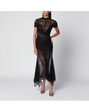 The Attico Semi-Sheer Lace Midi Dress - Black