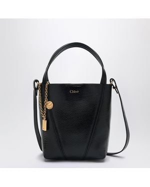 Chloé Small Spin Leather Tote Bag - Black