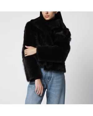 Blancha Short Chocolate Fur Jacket - Black