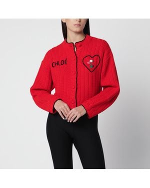 Chloé Wool And Cashmere Cardigan - Red