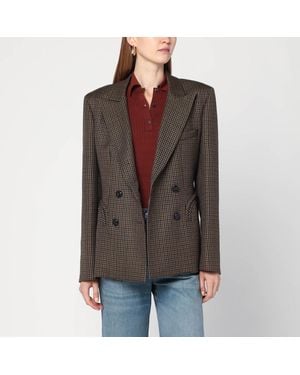 Blazé Milano Blazé Milano Wool Pied De Poule Double Breasted Blazer - Brown