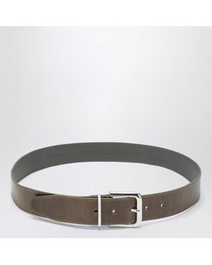 Frankie Shop Sarno Gürtel Aus Glattem Olivfarbenem Leder Mit Silberfarbener Schnalle - Braun