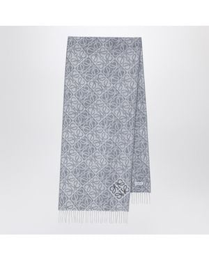 Loewe Anagram Wool And Cashmere Scarf - Gray