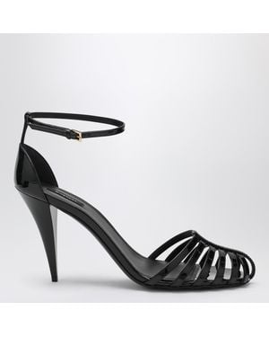 Givenchy Patent Leather Cage Heeled Sandals - Black