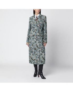Dries Van Noten Zweireihiger Mantel Mit Floralem Jacquardmuster - Grün