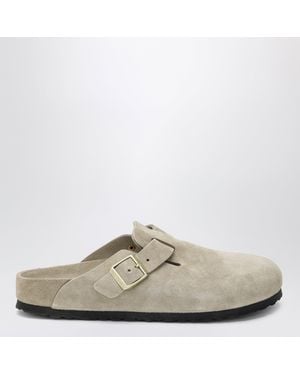 Birkenstock Boston Exquisite Suede Clogs - Natural