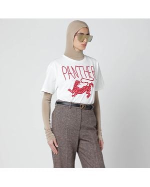 Valentino Ivory T-Shirt With Panther Print - Grey
