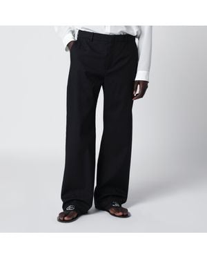 Gucci Wool Trousers With Gg Pattern - Black