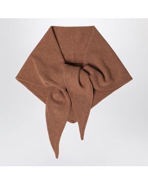 Chloé Écharpe Triangulaire Iconique En Laine Camel - Marron