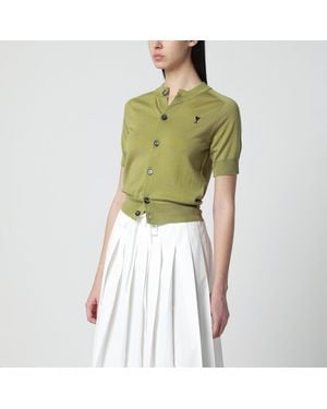 Ami Paris Matcha Ami De Coeur Wool Cardigan - Green