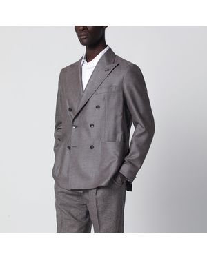 Tagliatore Silk And Wool Double-Breasted Jacket - Grey