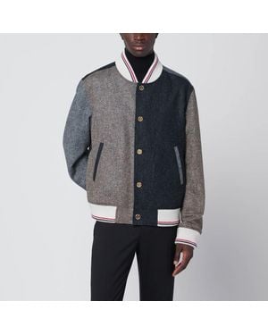 Thom Browne Color-Block Bomberjacke Aus Wolle - Schwarz
