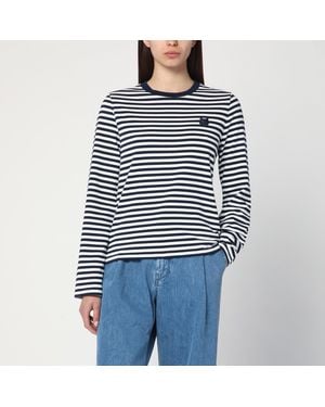 Maison Kitsuné Striped Jumper With Logo Patch - Blue