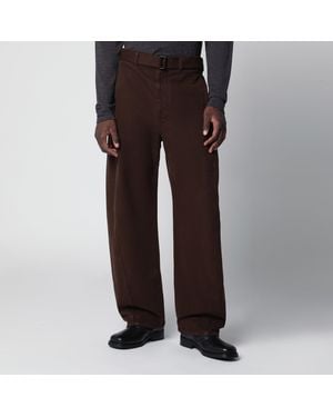 Lemaire Cotton Pants With Belt - Brown