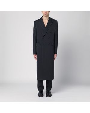 Gucci Long Double-breasted Wool Coat - Black