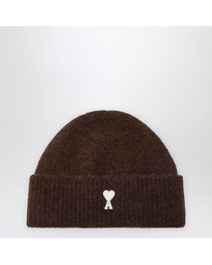 Ami Paris Ami De Coeur Wool-Blend Beanie - Brown