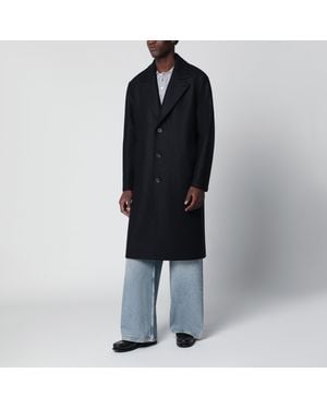 Harris Wharf London Dark Single-Breasted Wool Coat - Black