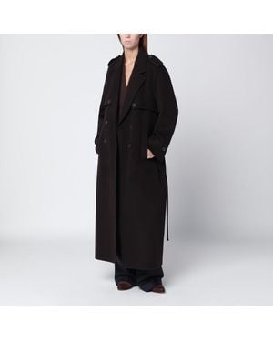 IVY & OAK Brauner Langer Wollmantel - Schwarz