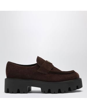 Prada Dark Suede Loafers - Brown