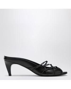Jude Knotty Leather Slide Sandals - Black