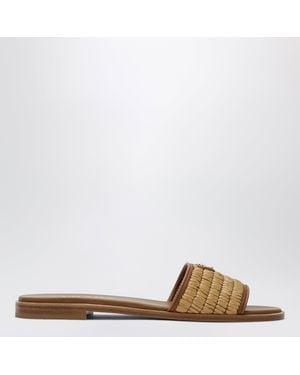 Prada Slider-Sandalen Aus Leder Mit Crochet-Details - Braun