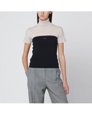 Miu Miu Top Bleu En Coton Avec Logo - Noir