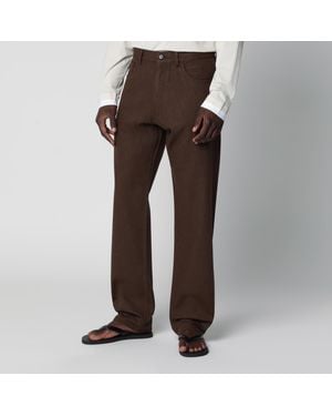 Prada Ebony-Colored Wool Trousers - Brown