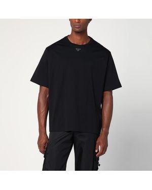 Prada T-Shirt With Logo Triangle - Black