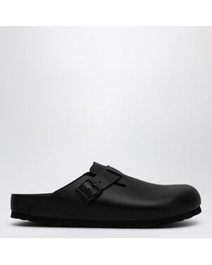 Birkenstock Boston Slipper In Smooth Leather - Black