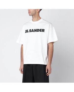 Jil Sander Weißes Boxy-T-Shirt Mit Logo
