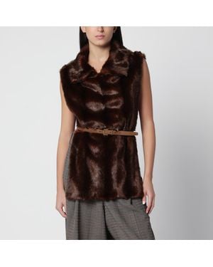 BB COUTURE Faux Mink-Effect Fur Vest - Black