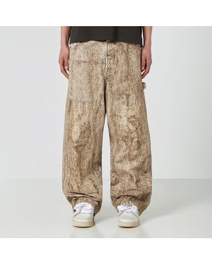 1989 STUDIO Denim Flock Carpenter Trousers Camo - Natural