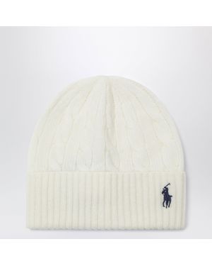Polo Ralph Lauren Cableknit Logo Beanie - White