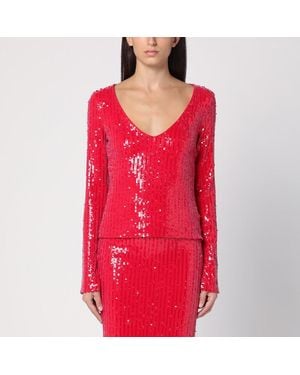 ROTATE BIRGER CHRISTENSEN Maglia rossa con micro paillette - Rosso